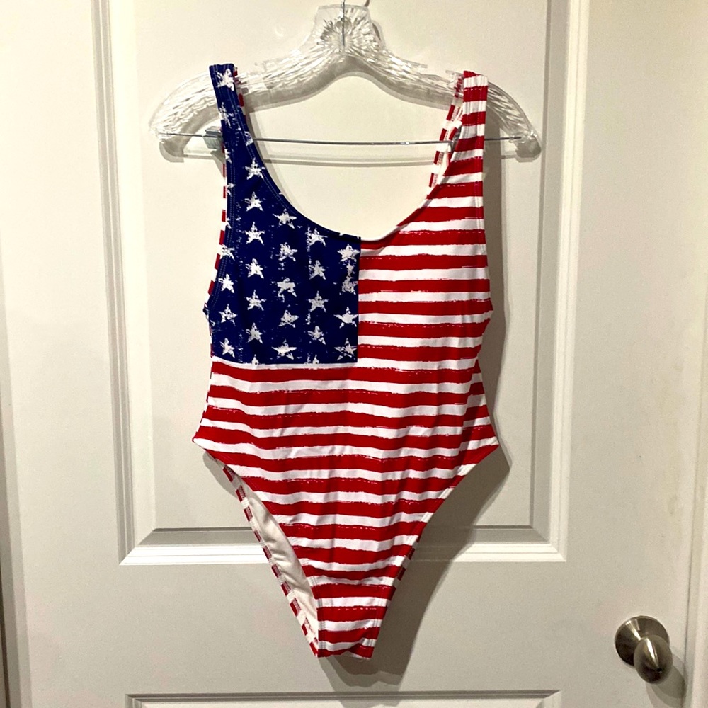 American flag high leg one piece